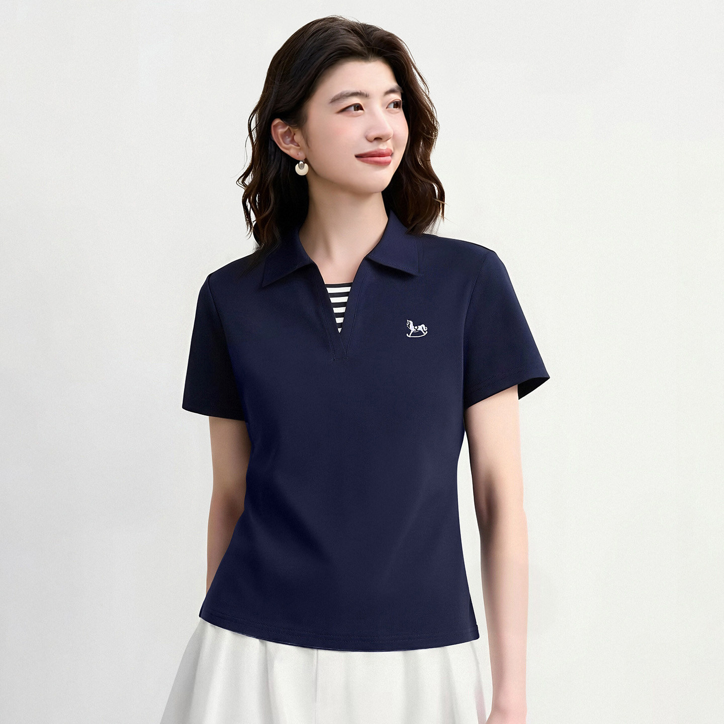 正肩显瘦两件POLO衫复古休闲短袖图片