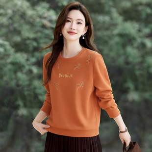 圆领女士卫衣2026新款春秋女装爆款时尚洋气无帽套头正肩上衣薄款