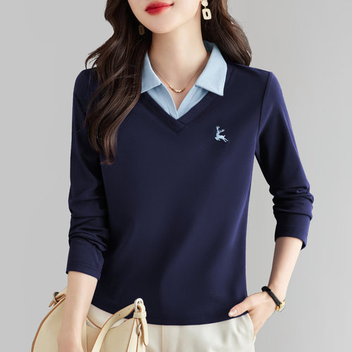 假两件长袖t恤女秋季时尚显气质