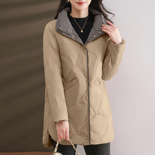 轻薄内胆羽绒服女士中长款外套