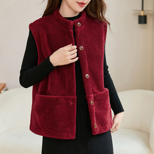 羊羔绒马甲女保暖马夹背心外套