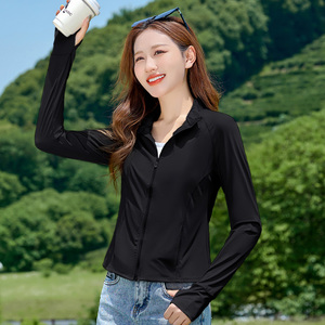 冰丝防晒衣女2026新款夏季凉感户外防紫外线修身防晒服黑色薄外套