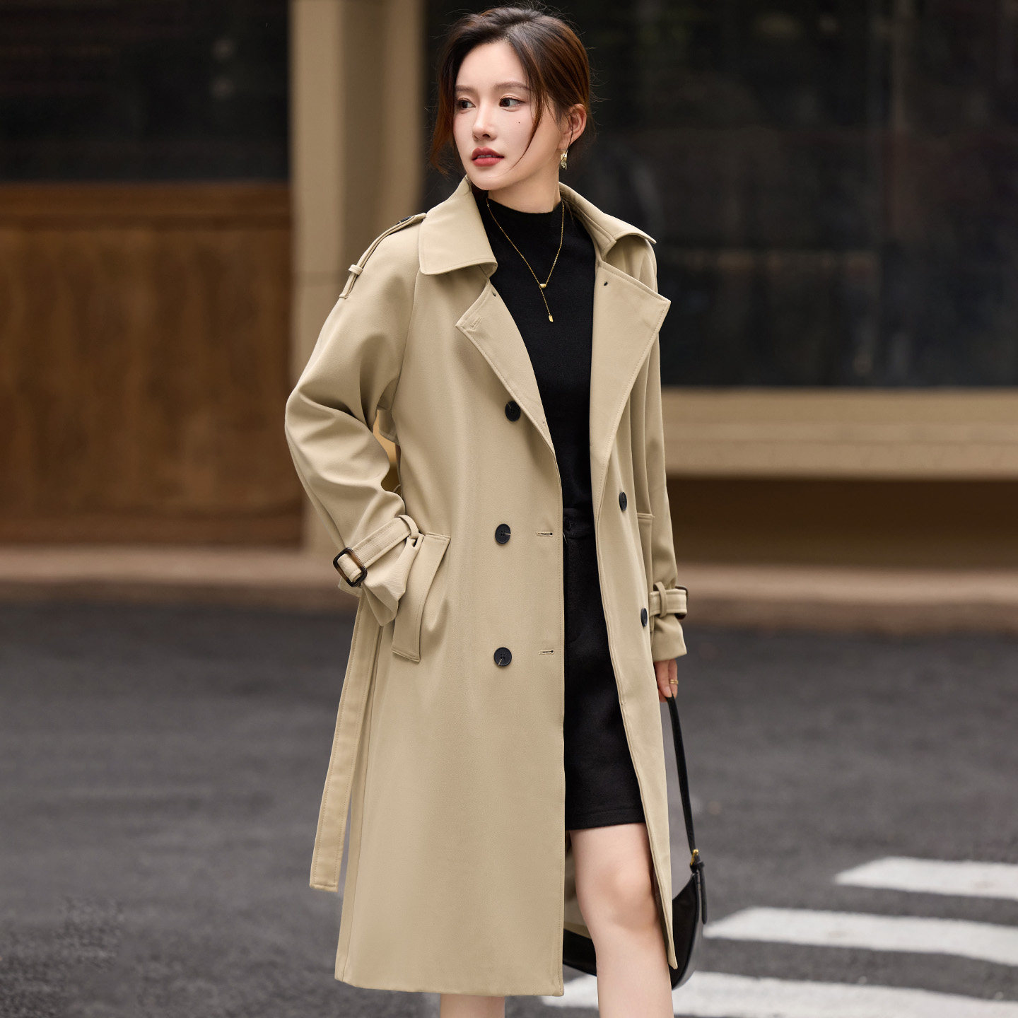 中长款风衣女士外套2025新款秋冬今年流行爆款高端卡其色正肩上衣