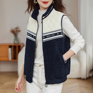 羊羔毛马甲女秋冬外穿2025新款冬季保暖内搭背心立领马夹加绒外套