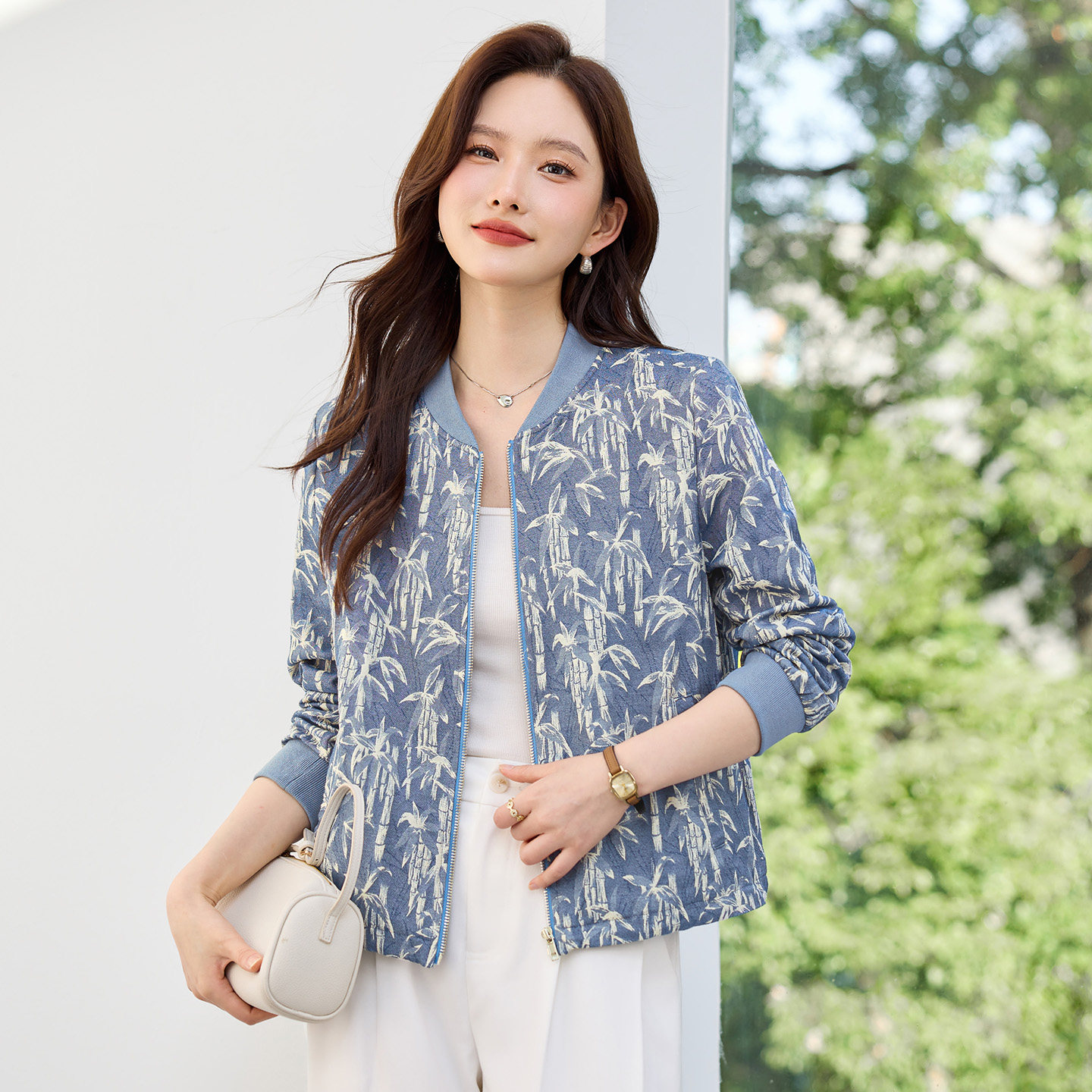 棒球服女士外套2026新款春季高端休闲女装正肩蓝色小香风上衣薄款