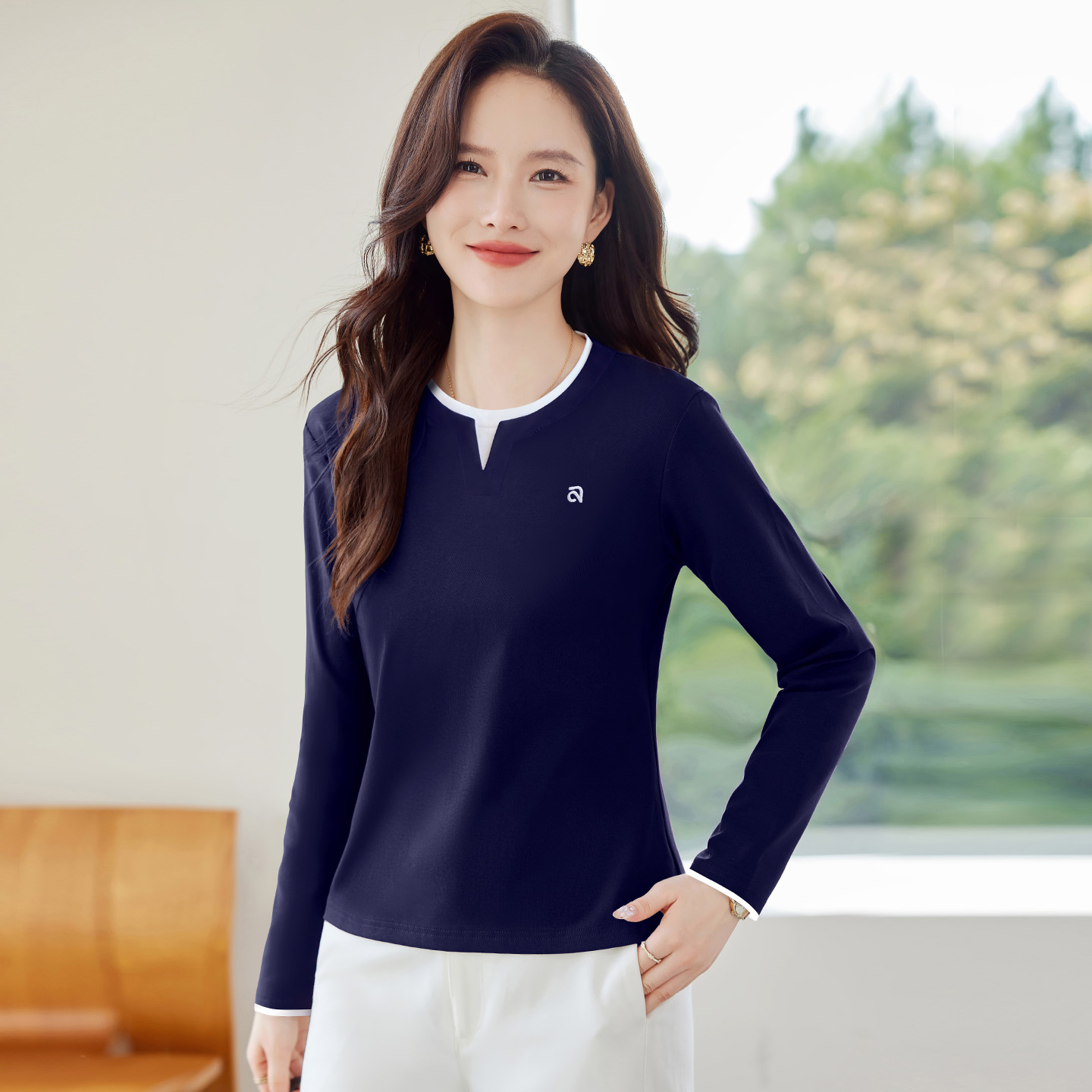 假两件长袖t恤女秋季内搭可外穿