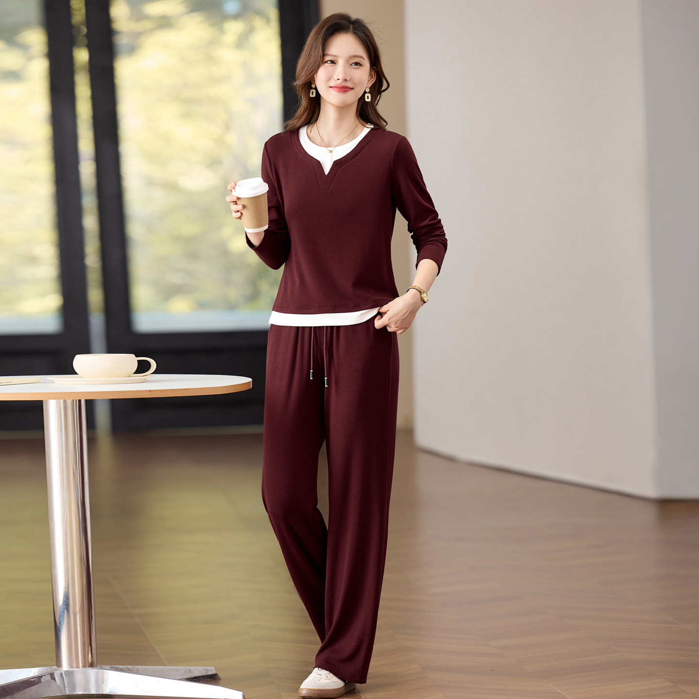 休闲运动套装女秋冬加绒两件套