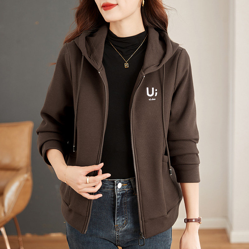 开衫卫衣外套女加绒加厚2024年新款秋冬爆款高端女装拉链连帽上衣