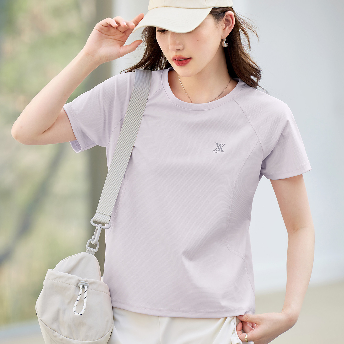 正肩速干短袖t恤女2026新款时尚上衣洋气时髦减龄夏运动女装体恤