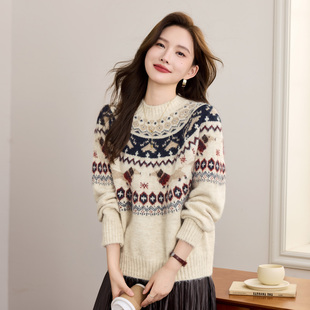 圆领毛衣针织衫女2025年新款冬季爆款女装衣服内搭可外穿气质上衣