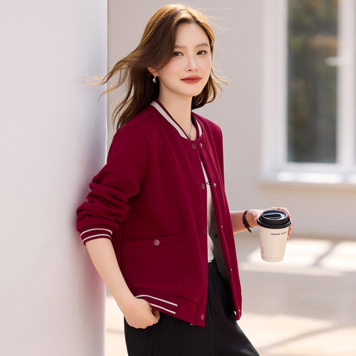 棒球服加绒厚外套女秋冬时尚洋气