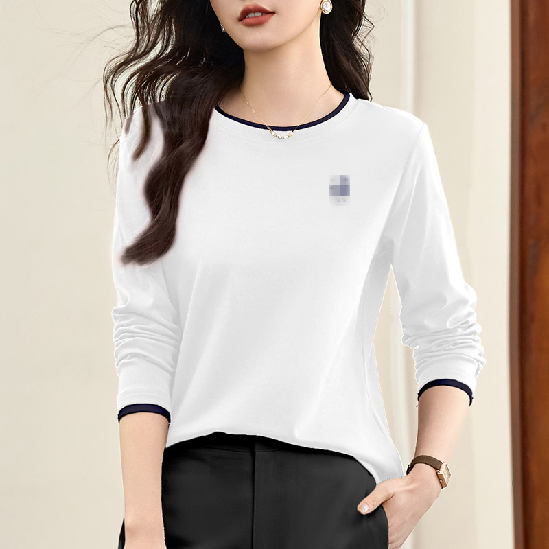白色长袖t恤女春秋打底衫2025新款春季爆款女装正肩内搭外穿上衣