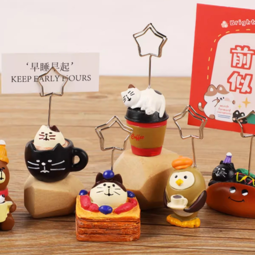日系咖啡店奶茶店留言夹 照片夹 场景桌面装饰树脂摆件便签夹 6款