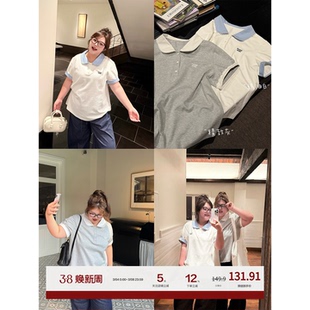 老章和小胖PONGKIKImiu系双色Polo短袖新款设计感收腰短袖T恤上衣