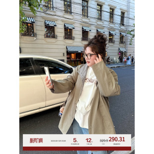 老章和小胖PONGKIKI巴黎旧梦廓形风衣英伦风高级感气质翻领大衣