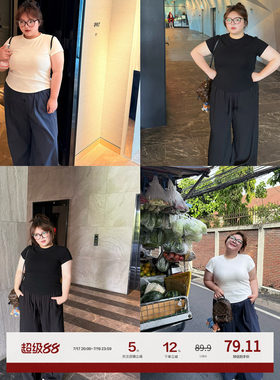 老章和小胖PONGKIKIsk*ms修身运动T恤女大码正肩体恤百搭上衣夏