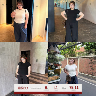 老章和小胖PONGKIKIsk*ms修身运动T恤女大码正肩体恤百搭上衣夏