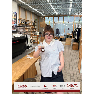 老章和小胖PONGKIKI衬衫女大码学院风百搭显瘦条纹夏季衬衣