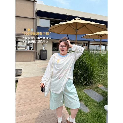老章和小胖PONGKIKI懒懒中裤慵懒风裤子小个子胖mm显瘦休闲裤女