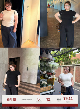 老章和小胖PONGKIKIsk*ms修身运动T恤女大码正肩体恤百搭上衣夏