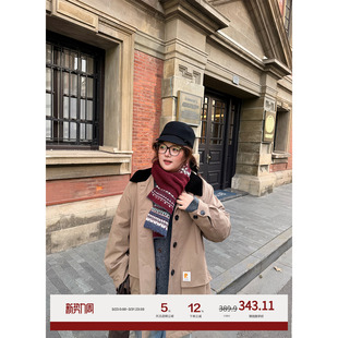 老章和小胖PONGKIKI拼接领口轻工装 宽松显瘦棉服 感棉衣外套女大码