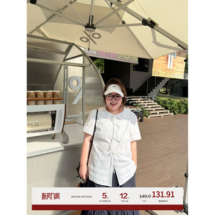 胖mm宽松小衫 全棉透气大码 夏 气娃娃领衬衫 老章和小胖PONGKIKI元