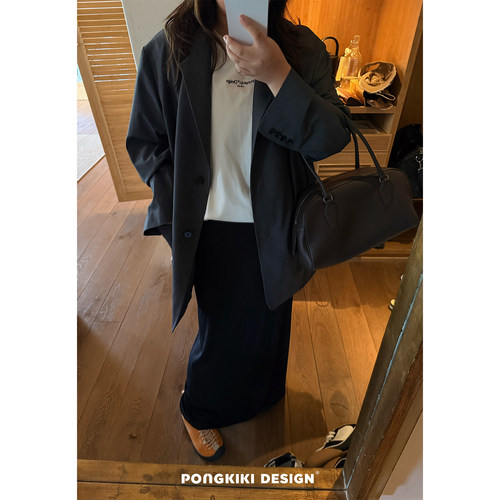 老章和小胖PONGKIKI大码女极简松弛廓形西装胖mm通勤高级设计外套