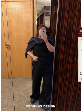 老章和小胖PONGKIKI复古原牛牛仔裤女大码休闲百搭直筒显瘦长裤春