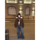 保暖百搭直筒裤 老章和小胖PONGKIKI王炸加绒复古微喇牛仔裤 女大码