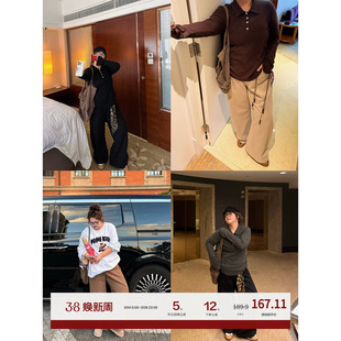 老章和小胖PONGKIKI百搭弯刀裤新款大码复古宽松百搭直筒裤子情侣