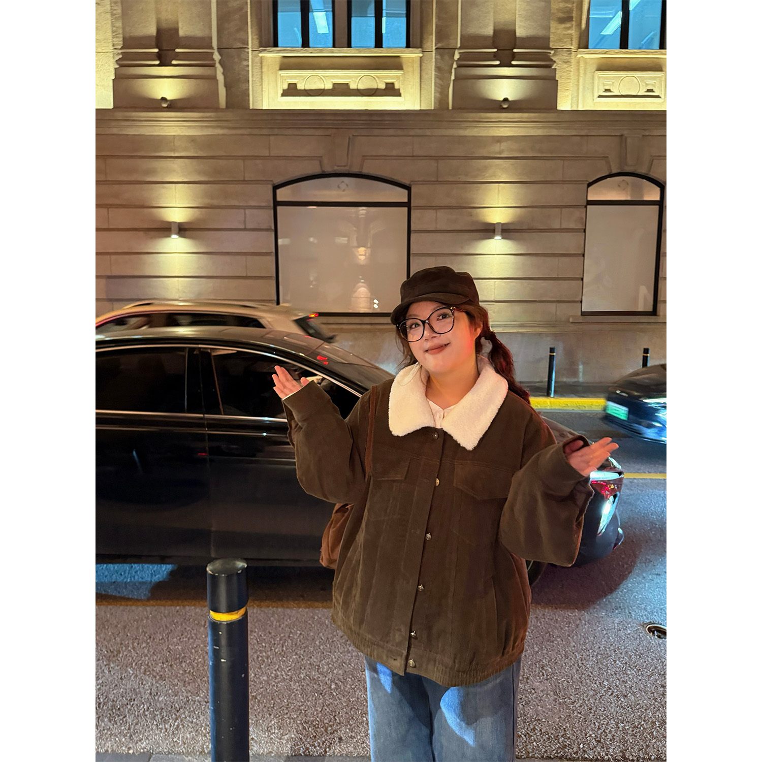 老章和小胖PONGKIKI夹棉灯芯绒夹克外套女大码冬季保暖复古飞行服