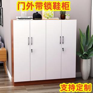 室外带锁走廊鞋柜大容量防盗多层鞋橱楼梯走道木质鞋架家用门口柜