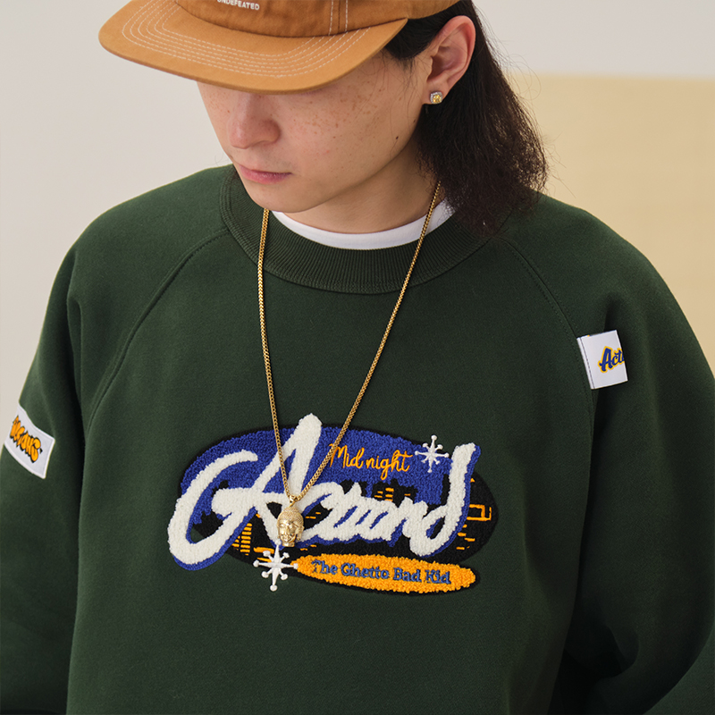 毛巾绣圆领卫衣长袖上衣男潮