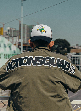 ACTIONS 秋冬新款品牌基本款溜肩教练夹克国潮宽松风衣外套男上衣