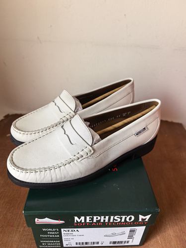 法国mephisto马飞仕图女白色乐福鞋neda