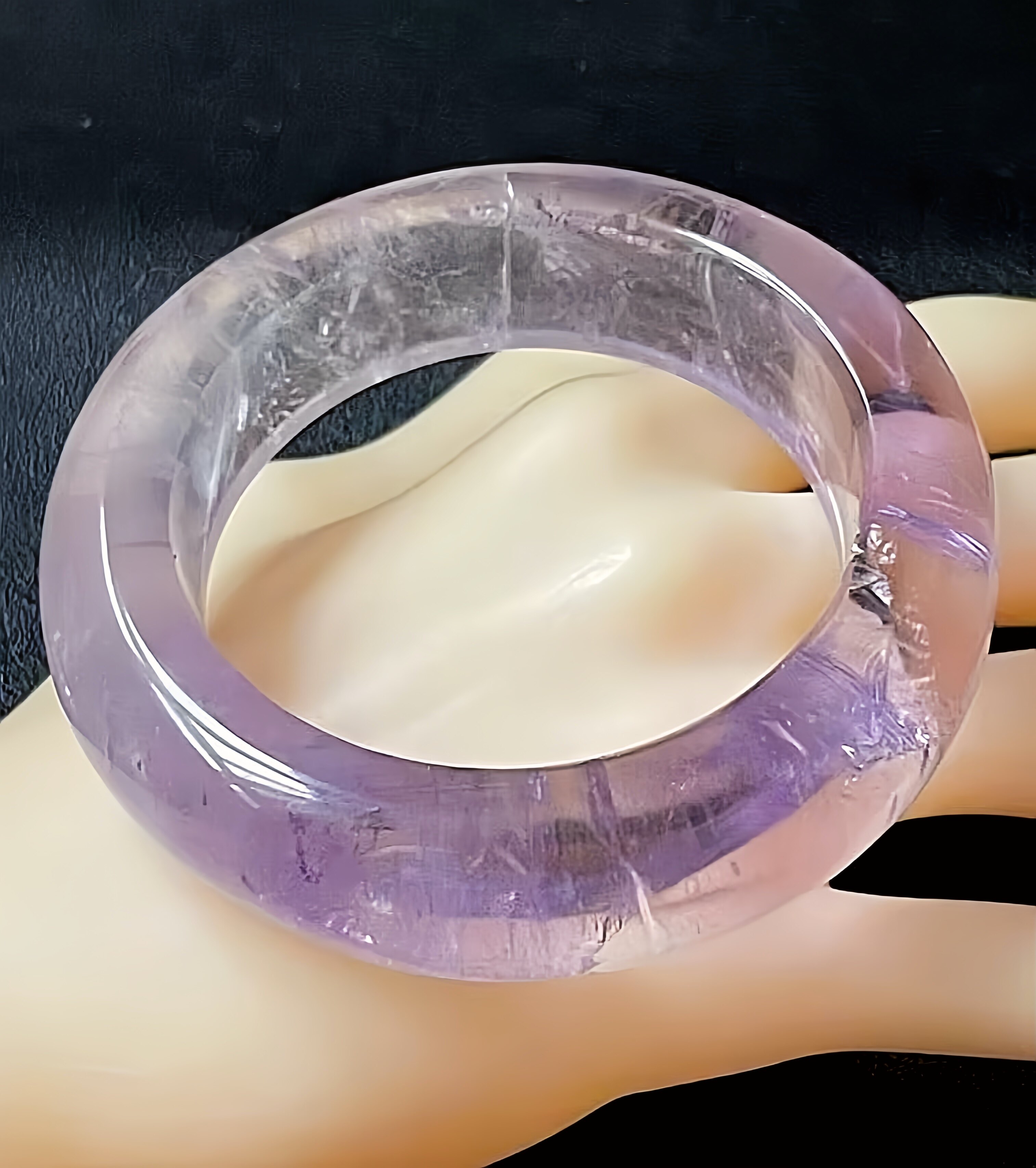 天然水晶手镯紫水晶手镯巴西紫水晶薰衣草色镯子生日礼物内径56mm