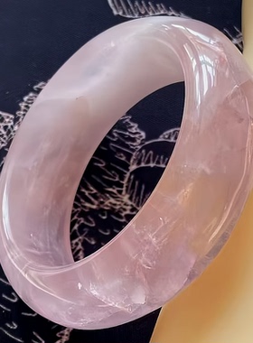 天然水晶手镯粉水晶手镯粉晶加宽手镯宽版内径56MM条宽22MM礼物女