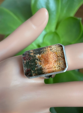 天然水晶戒指巴西绿幽灵戒指彩幽灵戒指指环体透无杂无棉银包礼物