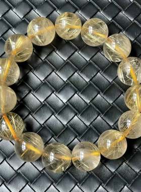 天然水晶手链巴西金发晶手链大颗粒15MM男款一物一图日常礼物饰品