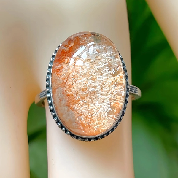 天然水晶戒指巴西绿幽灵彩幽灵戒指戒面粉色橙幽灵戒指银包礼物女