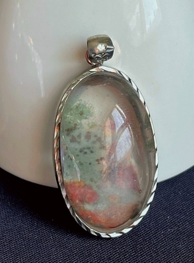 天然水晶吊坠巴西绿幽灵吊坠彩幽灵吊坠挂件银包男女生日礼物饰品