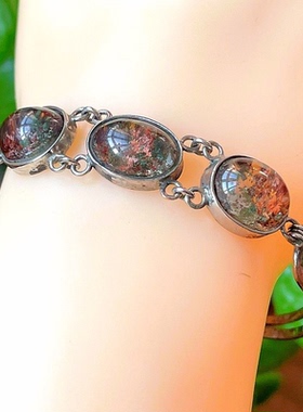 天然水晶手链绿幽灵手链没计款巴西彩幽灵四季幽灵三连颗生日礼物