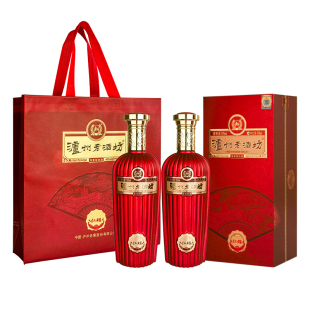 泸州老酒坊红耀52度白酒礼盒500ml*2瓶