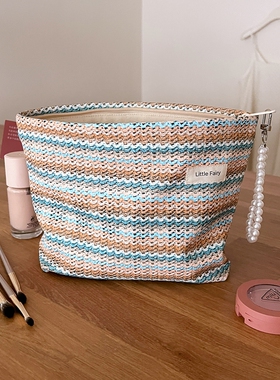 2025新款防水编织化妆包女便携式大容量洗漱内胆包护肤品收纳包