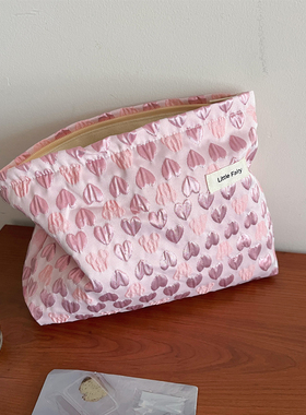 粉色爱心口红化妆包女便携式小号旅行洗漱内胆包护肤品收纳大容量