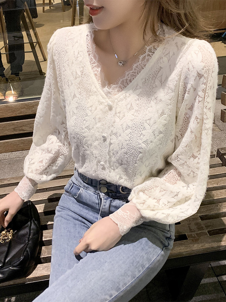 Top grade foreign style lace top for ladies