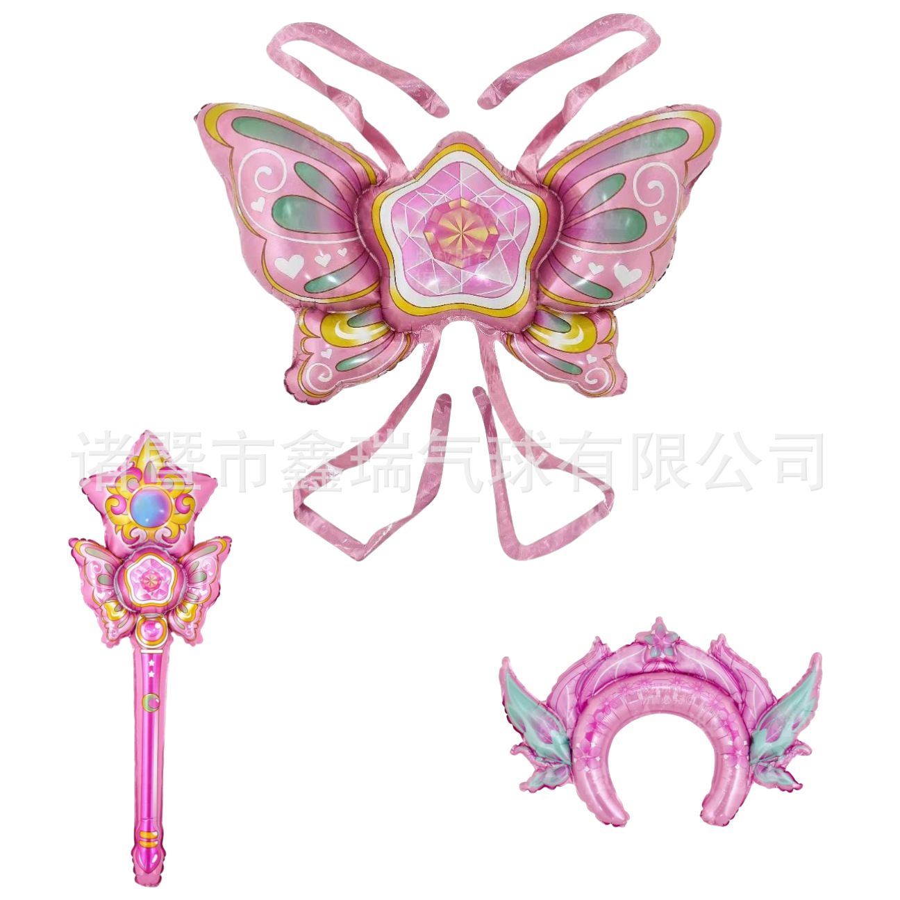 小仙女蝴蝶翅膀铝膜气球魔法手持棒儿童生日拍照道具夜市摆摊