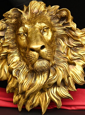 铜狮子头狮咬剑吉祥挂件招财挂牌首门口玄关挂饰墙饰家居装饰摆件