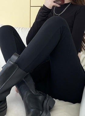 黑色打底裤女裤外穿春秋2025新款修身弹力休闲小个子夏季高腰长裤