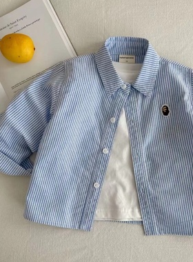 儿童衬衫小布熊2025秋冬新品男女童长袖男童衬衫韩版童装男童衬衣